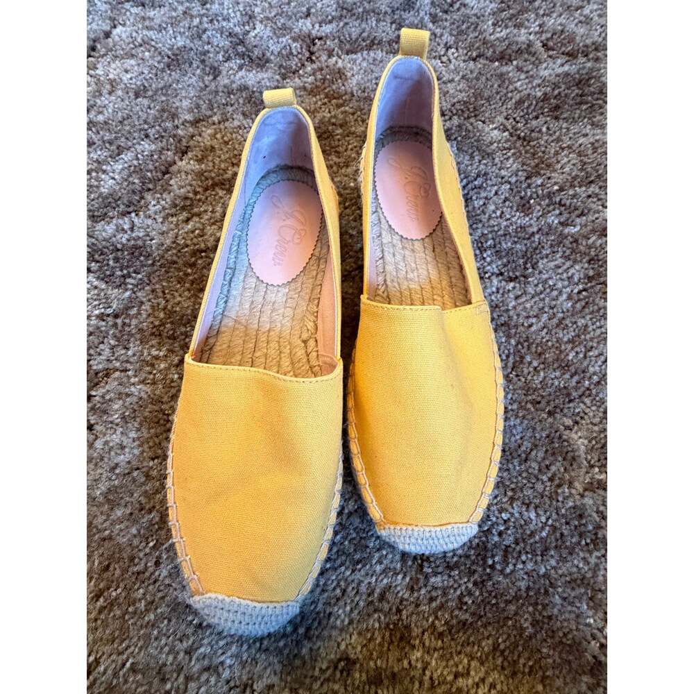J.Crew Canvas Slip-On Espadrille Flats Sunshine Yellow Size 8.5 NWOT Boho Resort